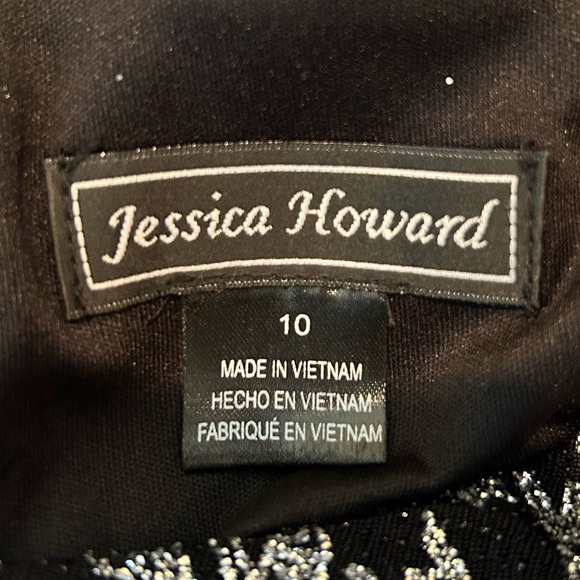 Jessica Howard Dress Womens 10 Black Houndstooth Glitter Knit Shift‎ Dress NEW - Picture 2 of 13